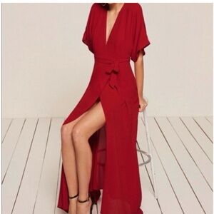 Reformation red Winslow wrap dress size xs gently used like new condition